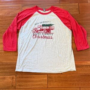 Have Yourself a Merry Midwest Christmas Raglan Tee XL